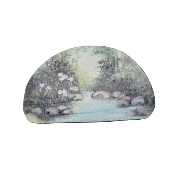 Hand-painted Wooden Brooch Stunning Nature Scene Artist Signed Webb Stunning - Picture 10 of 16